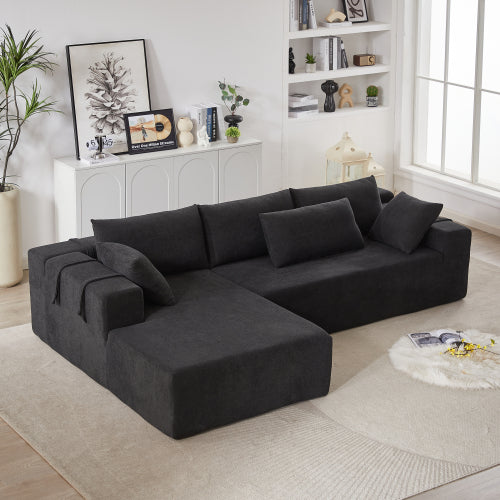 Juego de Sofá Seccional Tapizado en Chenille Moderno, Sofá Seccional en Forma de L Modular de 108 Pulgadas con 6 Almohadas, Sofá Couch de Combinación Libre para Sala de Estar, Dormitorio