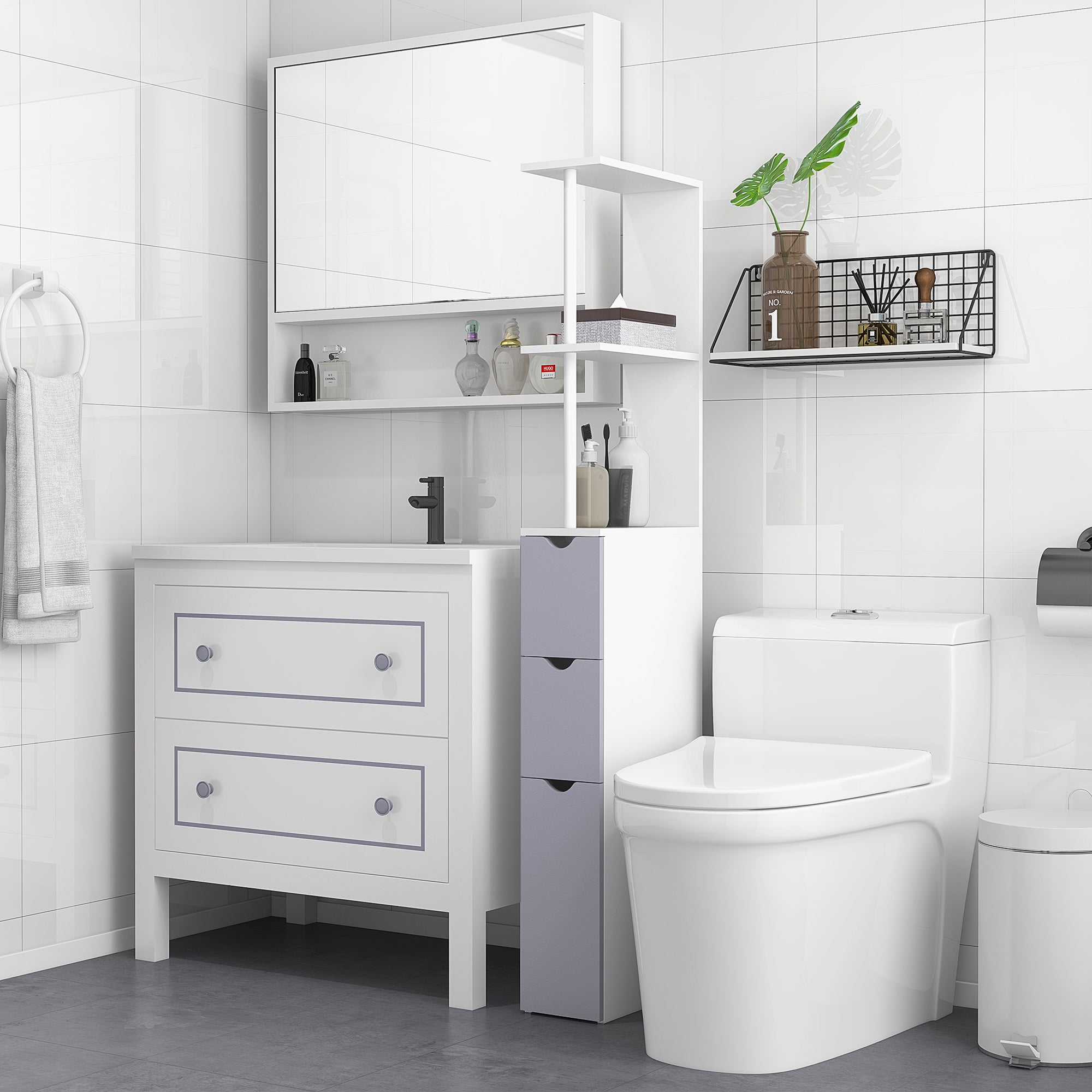 White Modern Linen Cabinet