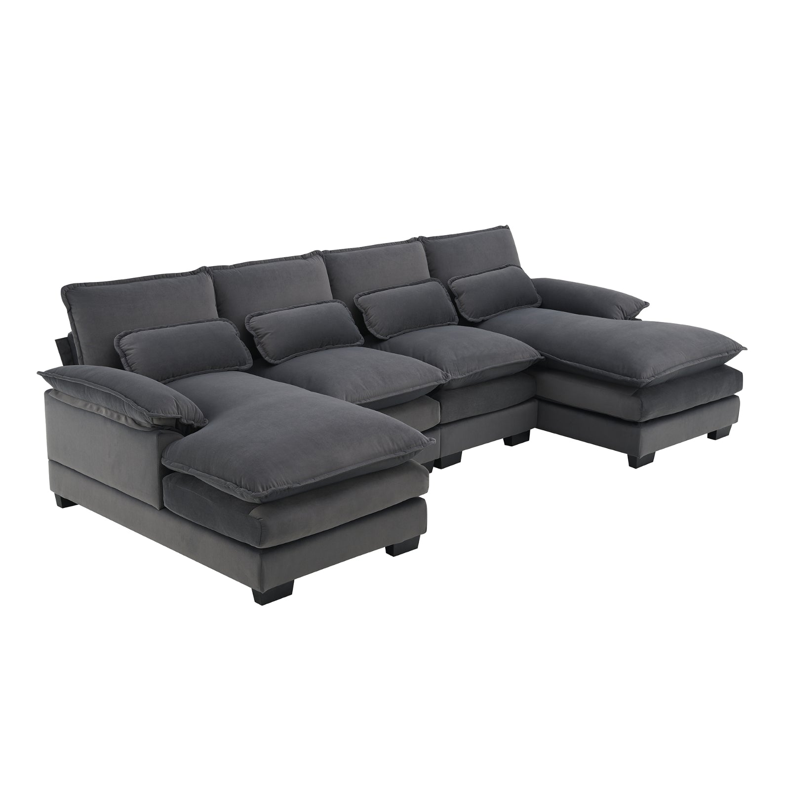 Nuevo Sofá Seccional Moderno en Forma de U, de 6 Asientos con Almohadas para la Cintura 109.8 55.9