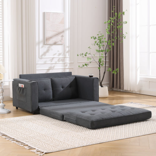 Gray Upholstered Futon Sofa