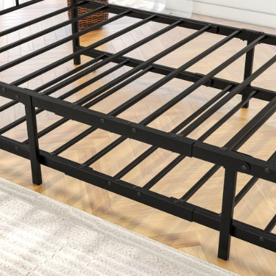 Estructura de Metal para Daybed de Tamaño Twin con Conjunto de Trundle, Sofá Cama de Día Twin, Daybed y Sofá Cama con Ruedas para Habitación de Invitados, Dormitorio, Sala de Estar, Estilo Victoriano, Negro