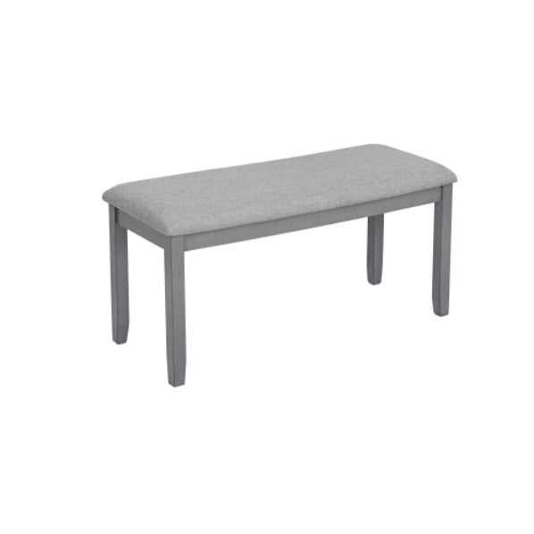 6-teiliges Küchen-Esszimmer-Set, rechteckiger Holztisch mit 4 gepolsterten Stühlen und einer Bank, Esstisch-Set für 6 Personen, Wohnzimmer, Hausbar und Küche, Grau