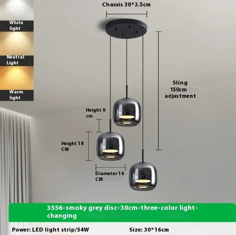 Italian Minimalist Dining Room Glass Chandelier