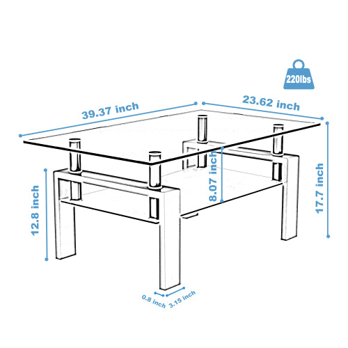 Clear Glass Coffee Table