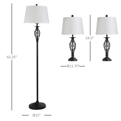 3 Piece Table Floor Lamp Set with Pole