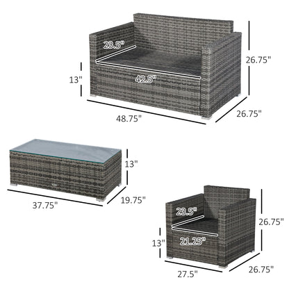 4 Piece Patio Furniture Set with Cushions