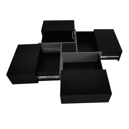 Mesa de centro de diseño único con 4 compartimentos de almacenamiento ocultos