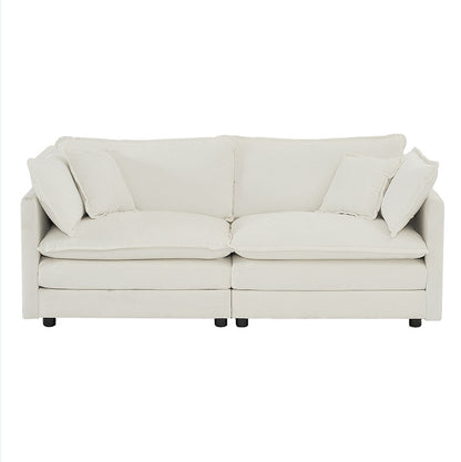 Modern Fabric Double Sofa With 4 Pillows