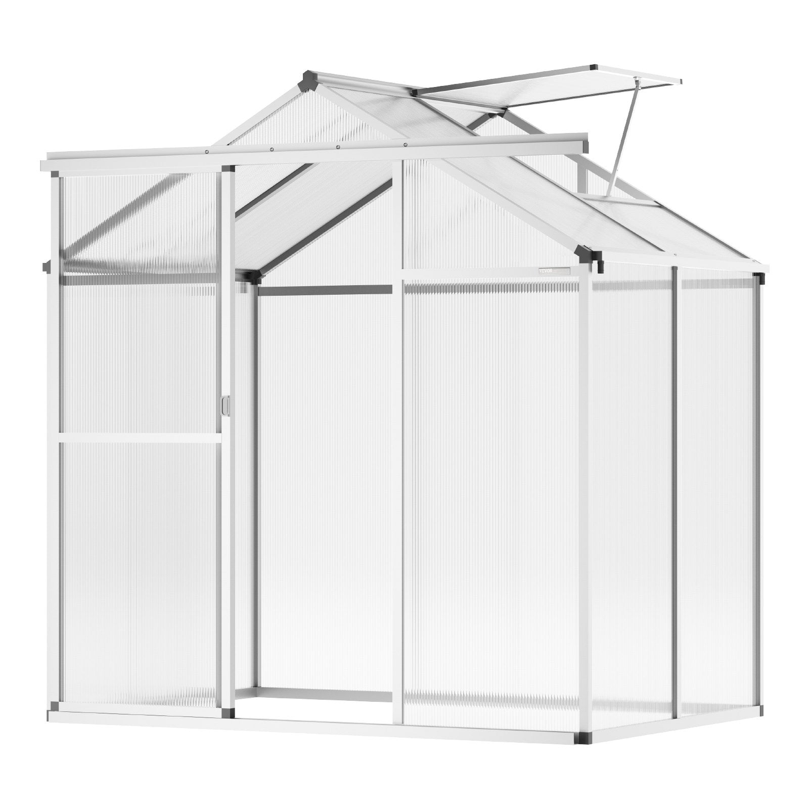 Invernadero de Policarbonato, 6 x 4 Pies, Invernadero Exterior con Ventanas de Ventilación Ajustables, Invernadero de Estilo Pabellón con Puerta Corredera, Kit de Invernadero Grande de Aluminio para Caminar Adentro para Jardín y Patio Trasero