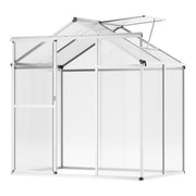 Invernadero de Policarbonato, 6 x 4 Pies, Invernadero Exterior con Ventanas de Ventilación Ajustables, Invernadero de Estilo Pabellón con Puerta Corredera, Kit de Invernadero Grande de Aluminio para Caminar Adentro para Jardín y Patio Trasero