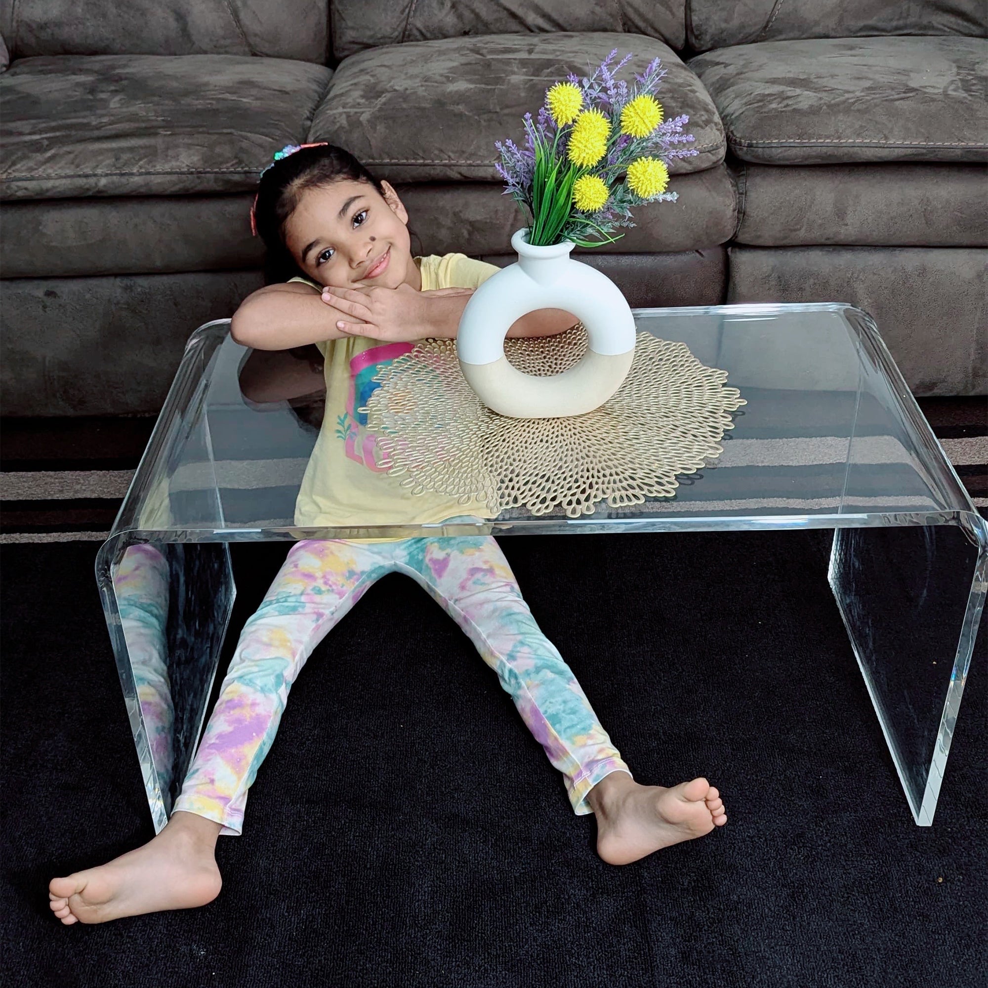Clear Acrylic C-Shape Table