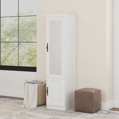 Livelylodge Slim White Storage Cabinet With Glass Door – Space-Saving Tall Organizer With Metal Handles, Perfect For Small Spaces Or Bedroom Use