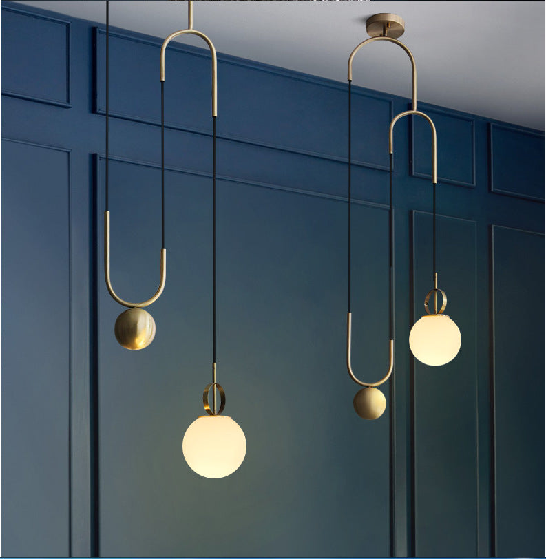 Gold Glass Ball Chandelier Postmodern Dining Light