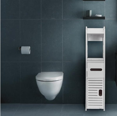 Estante de Baño de Panel de Madera Plástica - Blanco