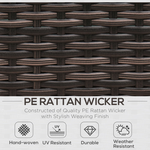 Outsunny 8 Pieces PE Rattan Corner Sofa Set With Thick Cushions, Aluminium Outdoor Rattan Garden Furniture Set With Glass Top Table, No Assembly Required, Mixed Brown