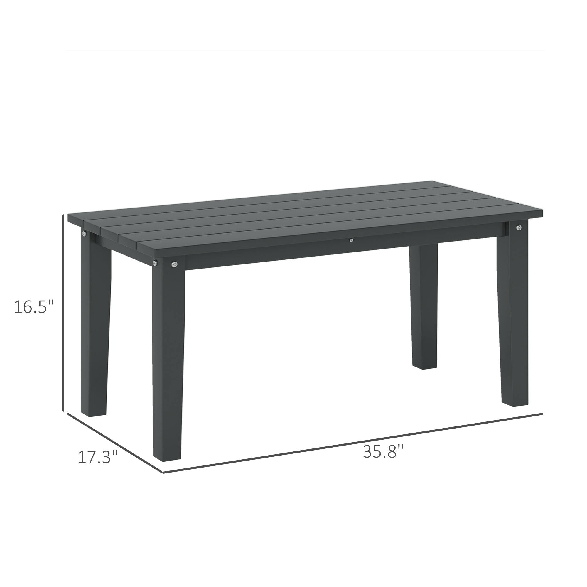 Mesa de Café Exterior Rectangular, Mesa de Patio Exterior Resistente a Todas las Inclemencias del Tiempo en HDPE con Superficie de Mesa con Listones para Jardín, Balcón, Negro