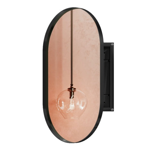 Metal Oval Wall Cabinet Recessed Adjustable Shelf