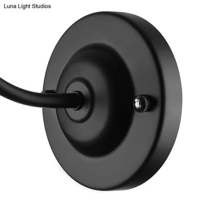 Lámpara de pared vintage de metal con brazo flexible de 7"/11" de diámetro y bombilla desnuda, color negro.