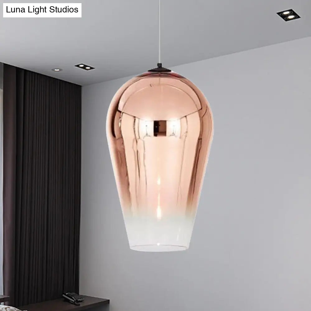 7/8" Wide Cannon Pendant Light - Modern Glass - 1 Light - Chrome/Gold/Rose Gold Hanging Fixture