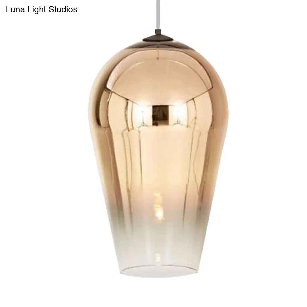 7/8" Wide Cannon Pendant Light - Modern Glass - 1 Light - Chrome/Gold/Rose Gold Hanging Fixture