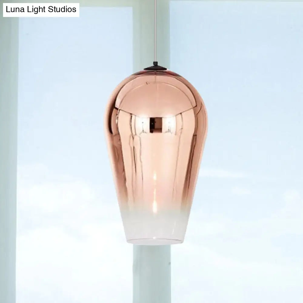 7/8" Wide Cannon Pendant Light - Modern Glass - 1 Light - Chrome/Gold/Rose Gold Hanging Fixture