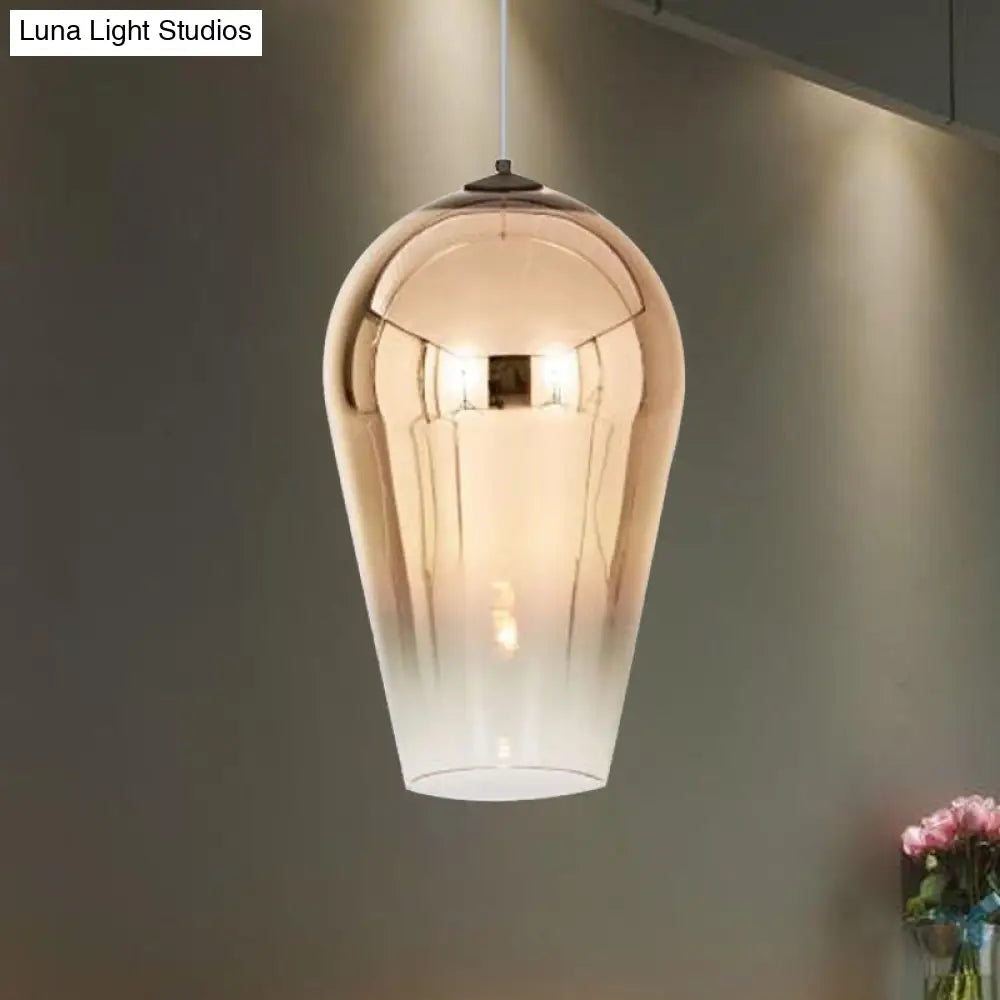 7/8" Wide Cannon Pendant Light - Modern Glass - 1 Light - Chrome/Gold/Rose Gold Hanging Fixture