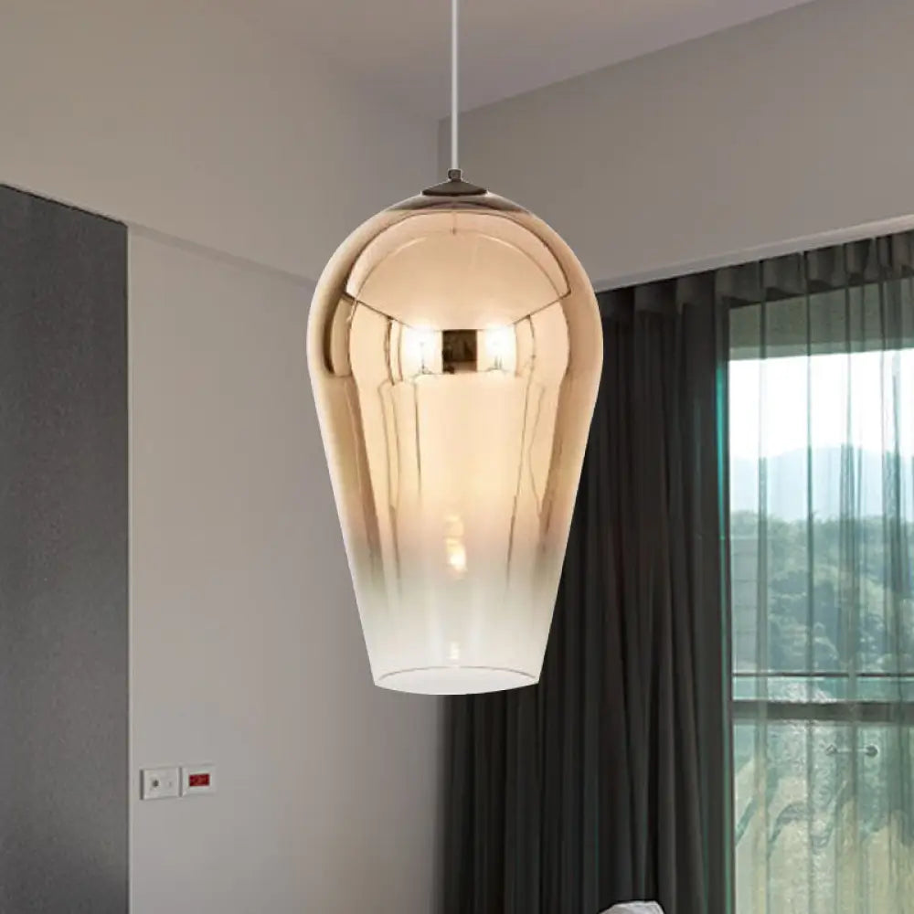 7/8" Wide Cannon Pendant Light - Modern Glass - 1 Light - Chrome/Gold/Rose Gold Hanging Fixture