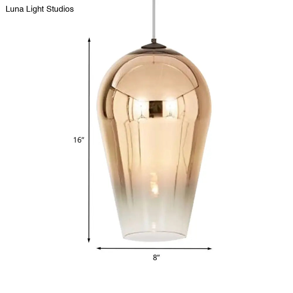 7/8" Wide Cannon Pendant Light - Modern Glass - 1 Light - Chrome/Gold/Rose Gold Hanging Fixture