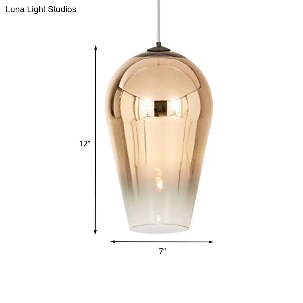 7/8" Wide Cannon Pendant Light - Modern Glass - 1 Light - Chrome/Gold/Rose Gold Hanging Fixture