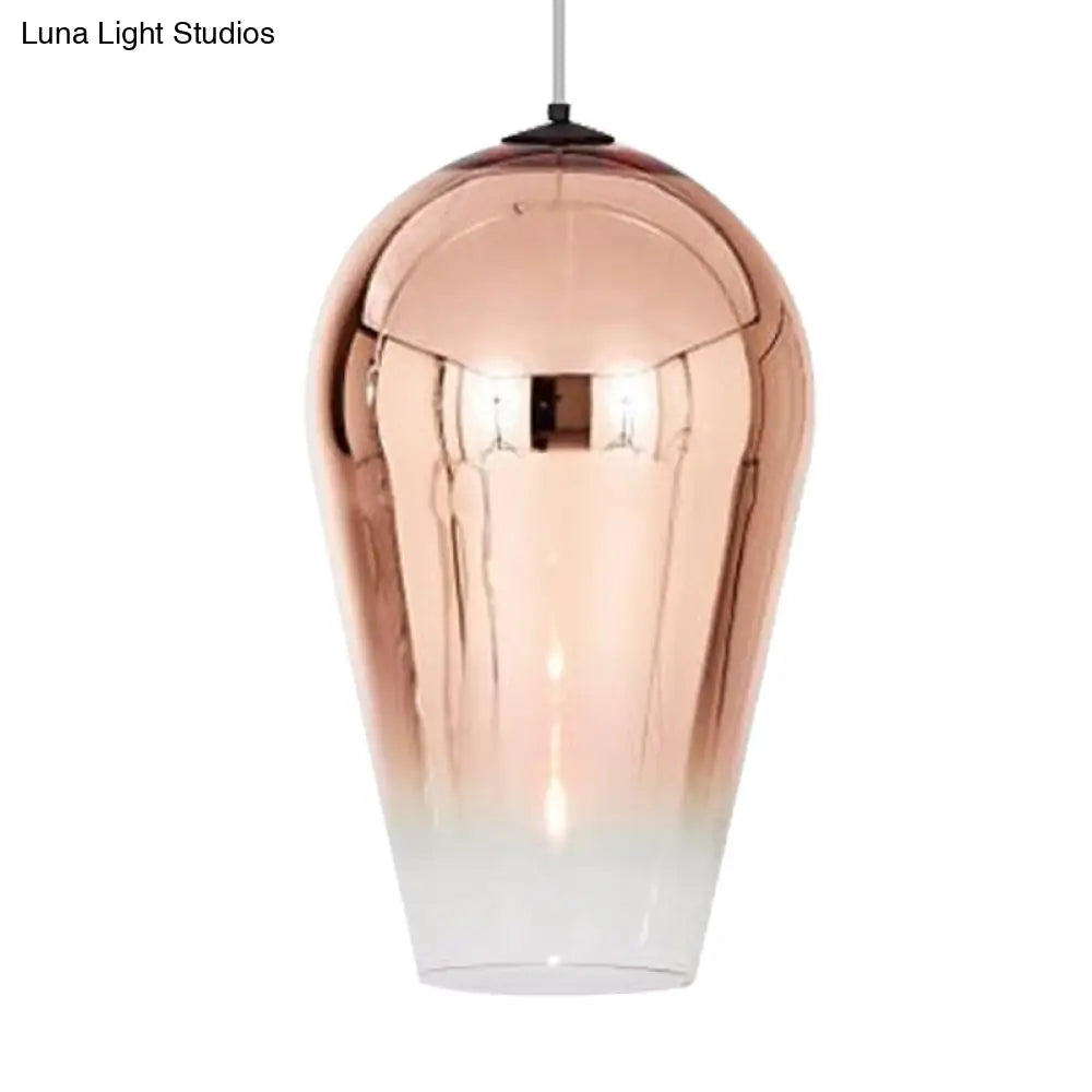 7/8" Wide Cannon Pendant Light - Modern Glass - 1 Light - Chrome/Gold/Rose Gold Hanging Fixture