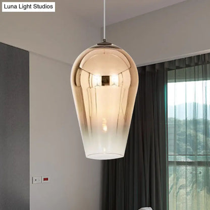 7/8" Wide Cannon Pendant Light - Modern Glass - 1 Light - Chrome/Gold/Rose Gold Hanging Fixture