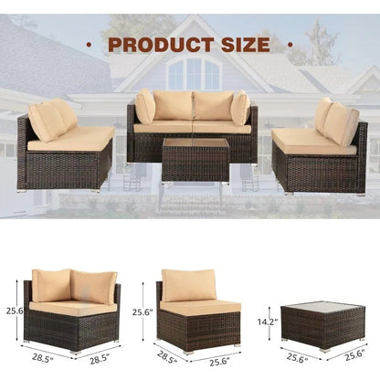 7 Piece All-Weather Wicker Patio Set