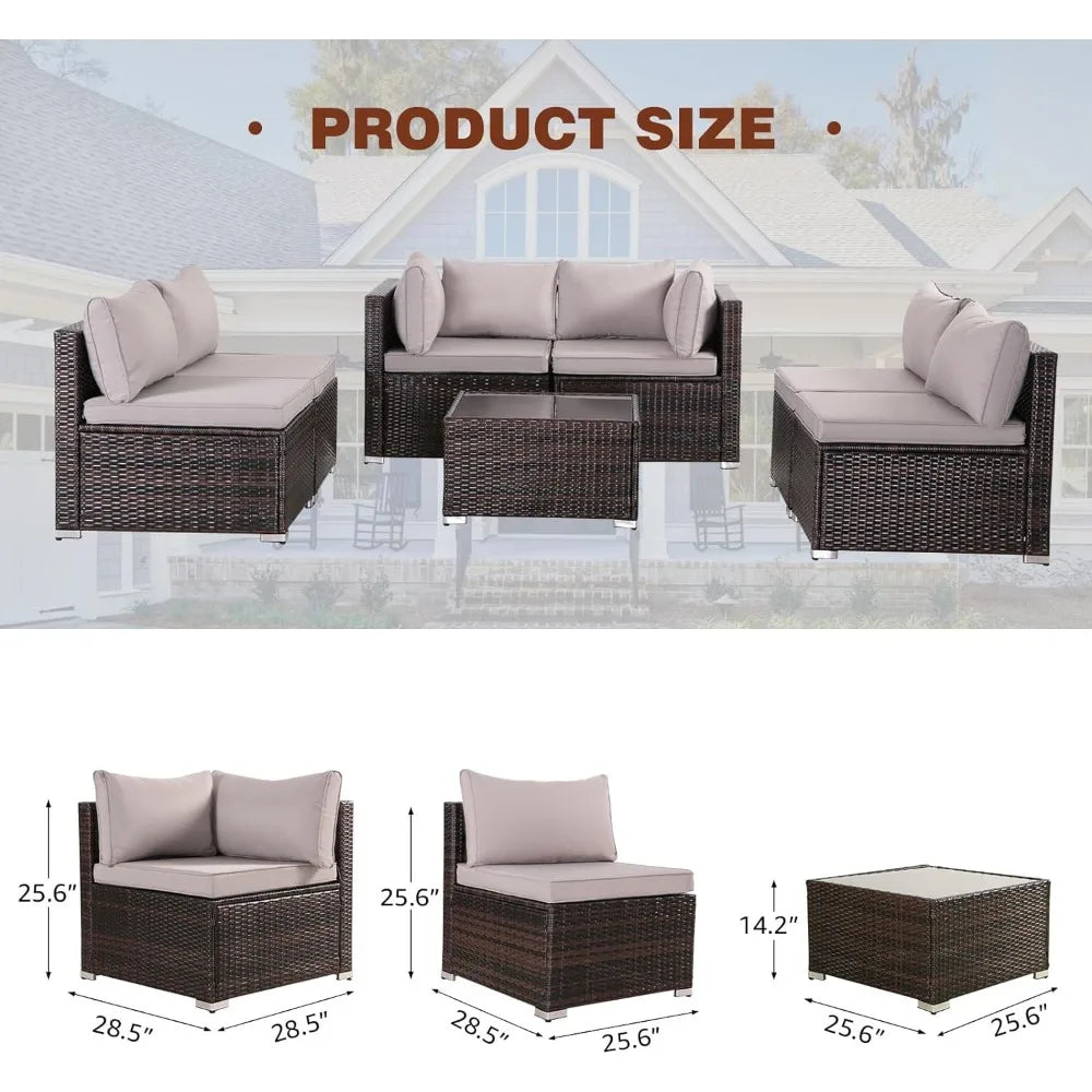 7 Piece All-Weather Wicker Patio Set