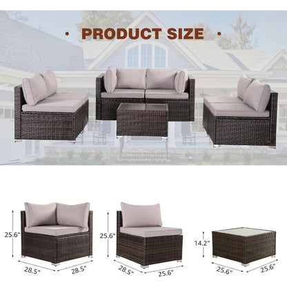 7 Piece All-Weather Wicker Patio Set