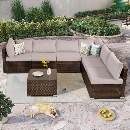 7 Piece All-Weather Wicker Patio Set