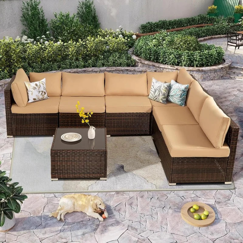 7 Piece All-Weather Wicker Patio Set