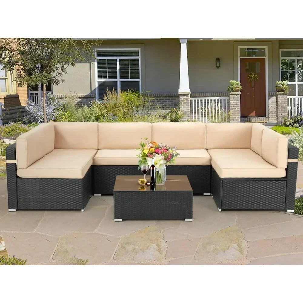 7-Piece Grey Wicker Patio Set