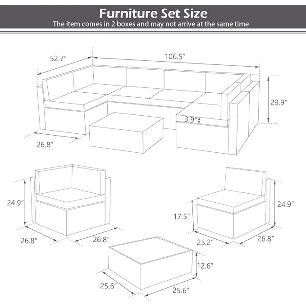 7-Piece Grey Wicker Patio Set