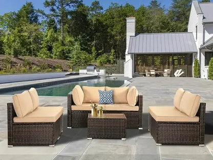 7-Piece Grey Wicker Patio Set