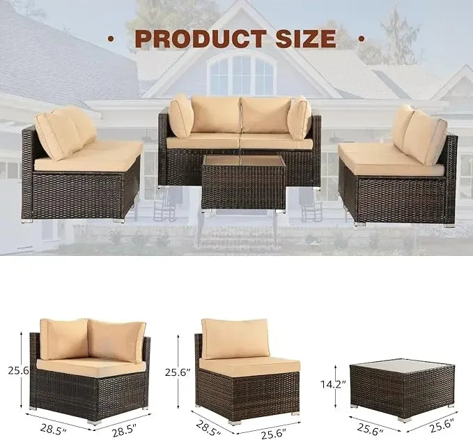 7-Piece Grey Wicker Patio Set