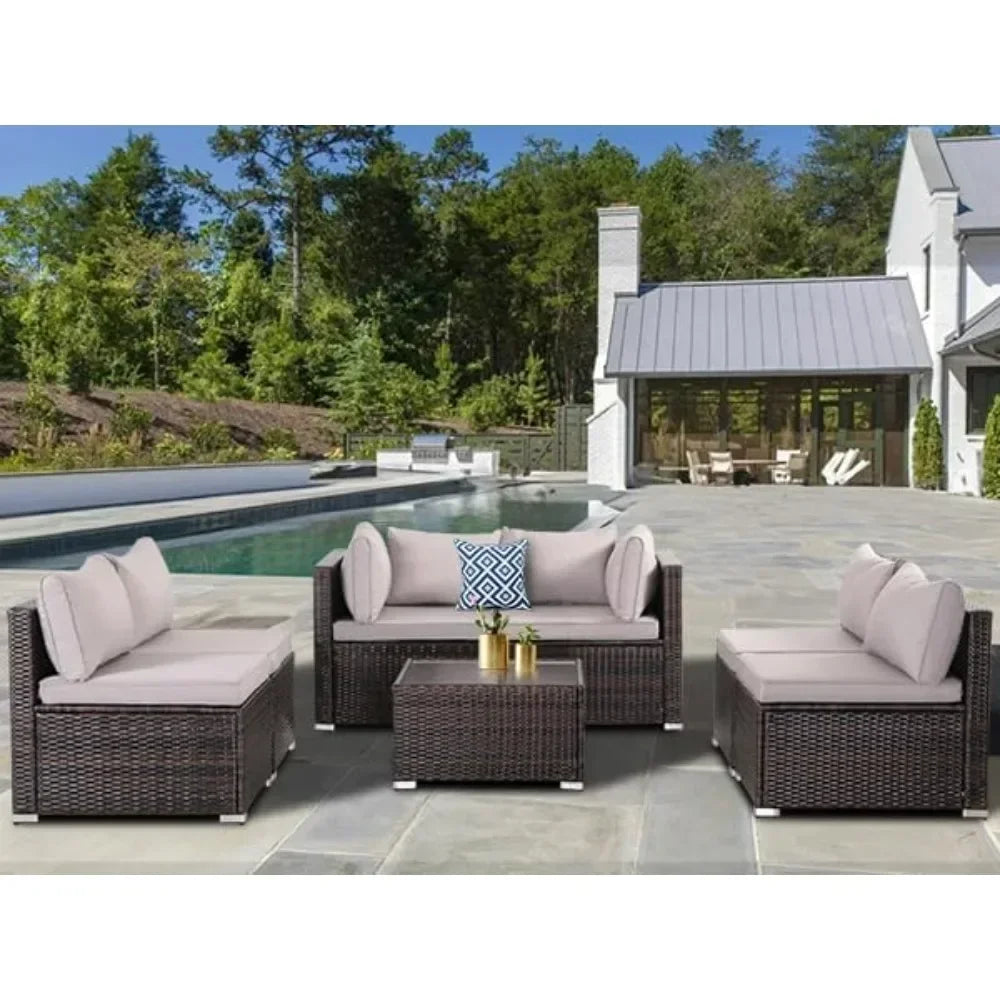 7-Piece Grey Wicker Patio Set