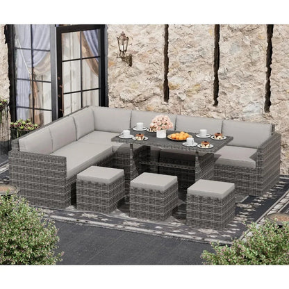 7-Piece Outdoor Rattan Sectional Sofa