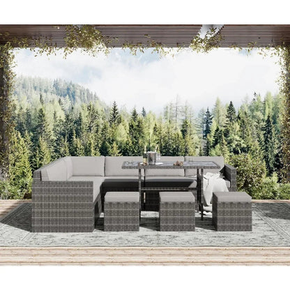 7-Piece Outdoor Rattan Sectional Sofa