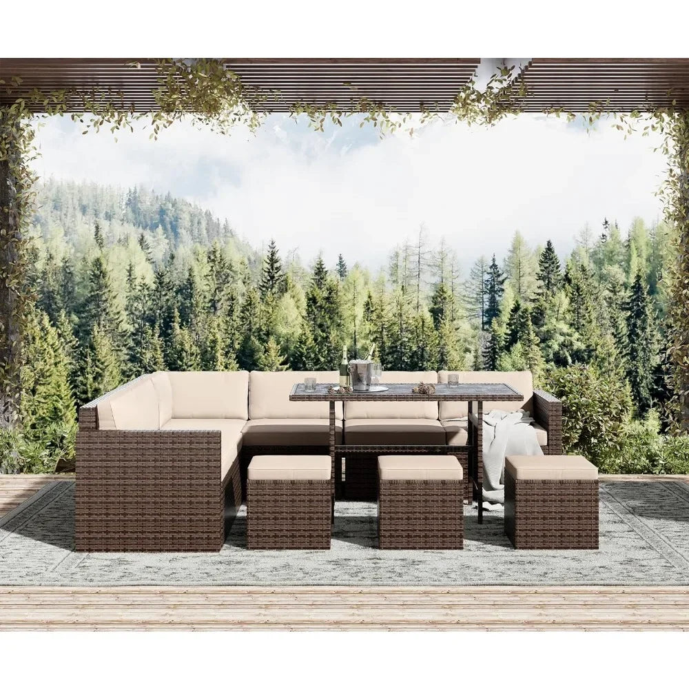 7-Piece Outdoor Rattan Sectional Sofa