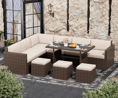 7-Piece Outdoor Rattan Sectional Sofa