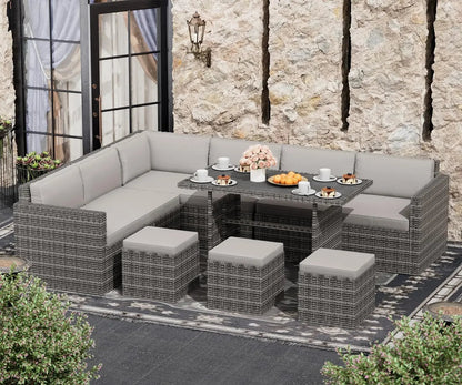 7-Piece Outdoor Rattan Sectional Sofa