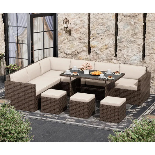 7-Piece Outdoor Rattan Sectional Sofa