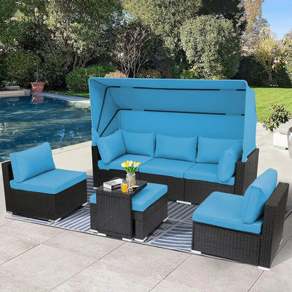 7-Piece Rattan Patio Daybed Set