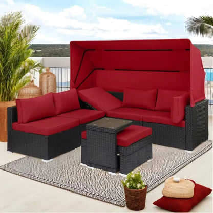 7-Piece Rattan Patio Daybed Set