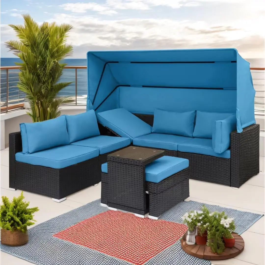 7-Piece Rattan Patio Daybed Set